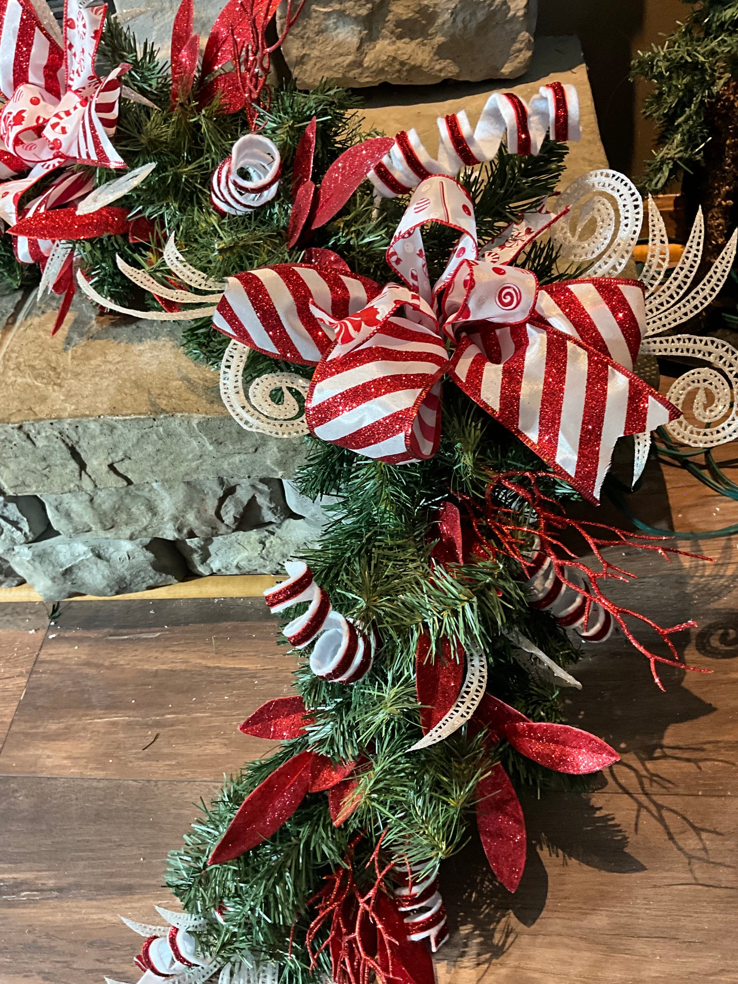 Christmas red and white garland