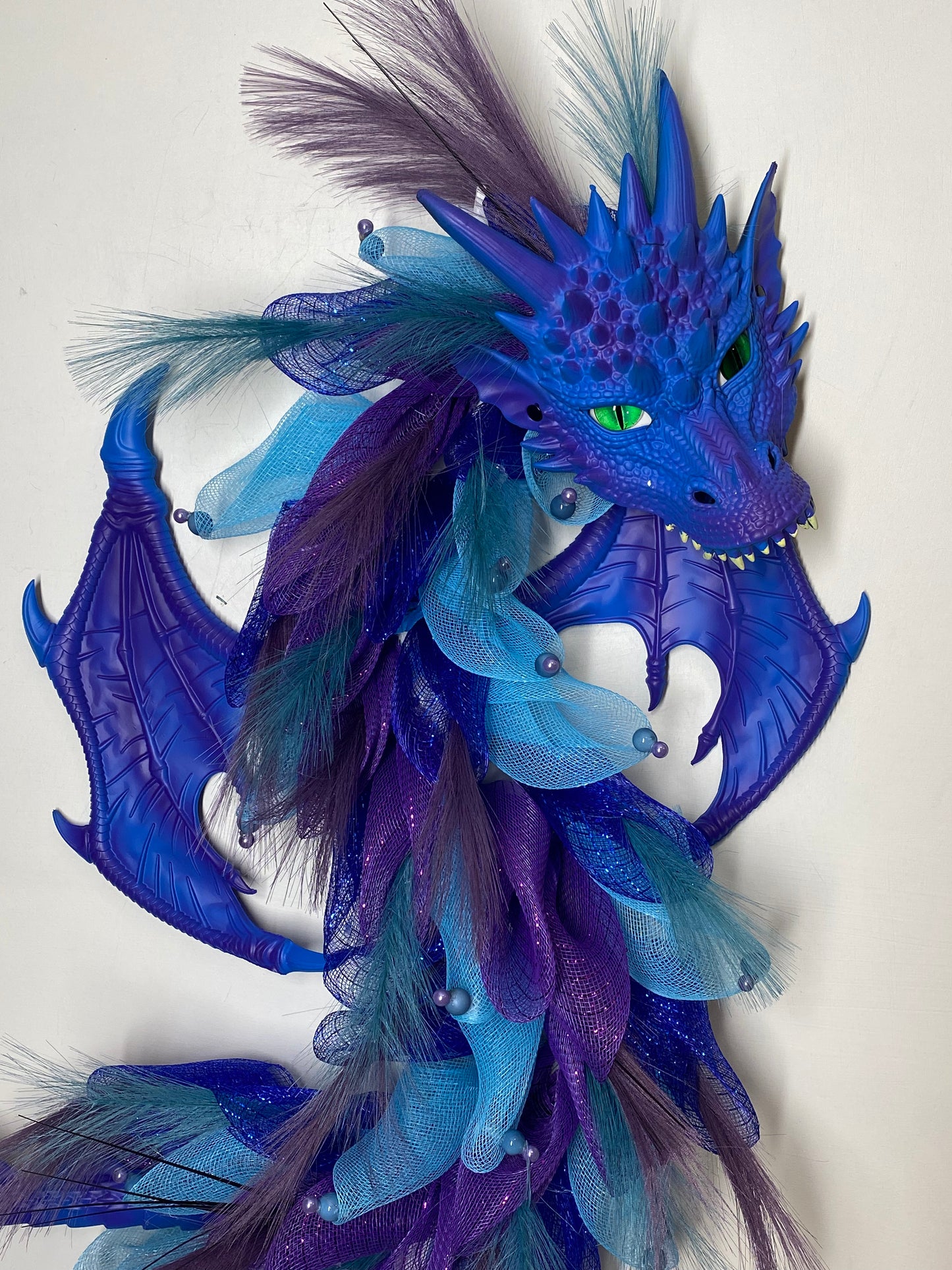 Blue and purple dragon wall decor , Dragon wreath