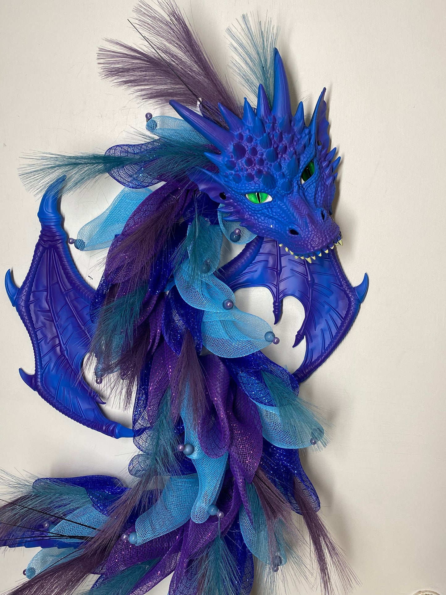 Blue and purple dragon wall decor , Dragon wreath