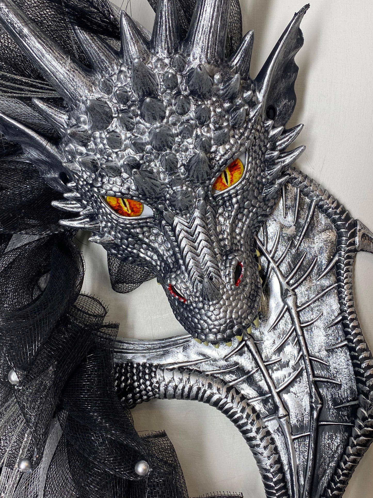 Black and silver dragon wall decor , Dragon wreath