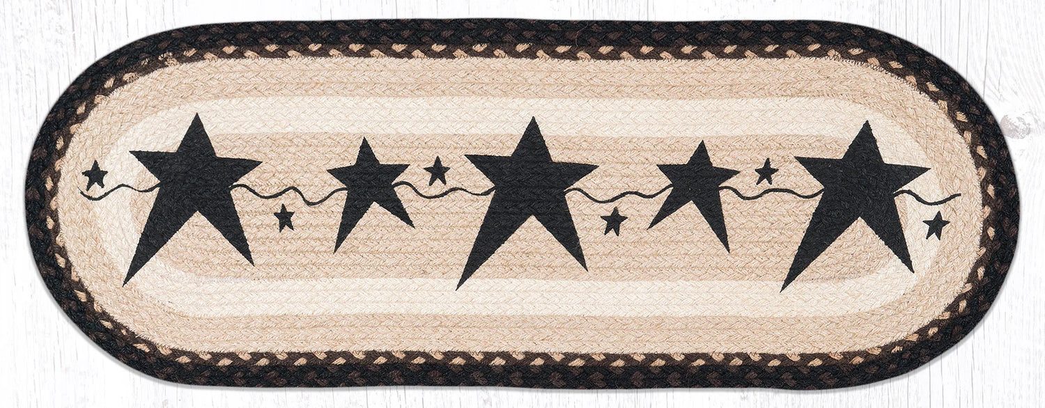 13 x 36" Primitive Stars Black Oval Patch Runner