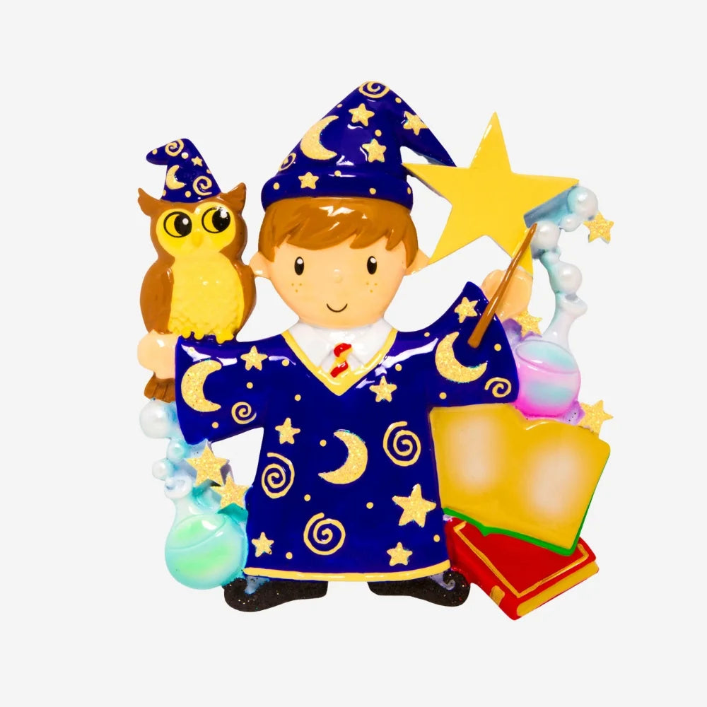 Wizard Boy Personalized Christmas Ornament