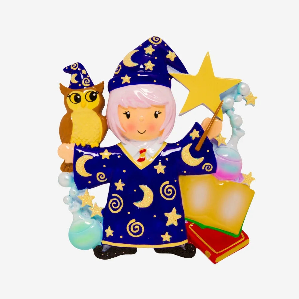 Wizard Girl Personalized Christmas Ornament