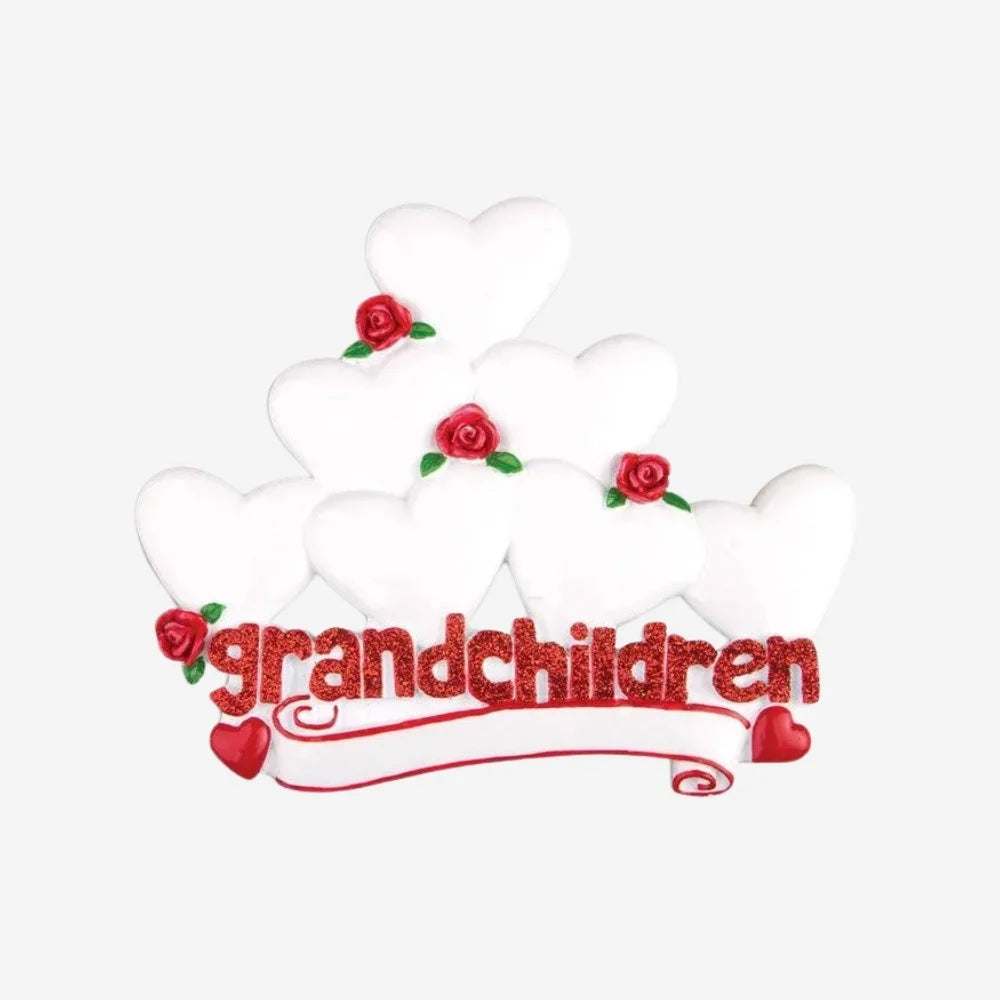 Grandchildren with Seven Hearts Personalized Christmas Ornament