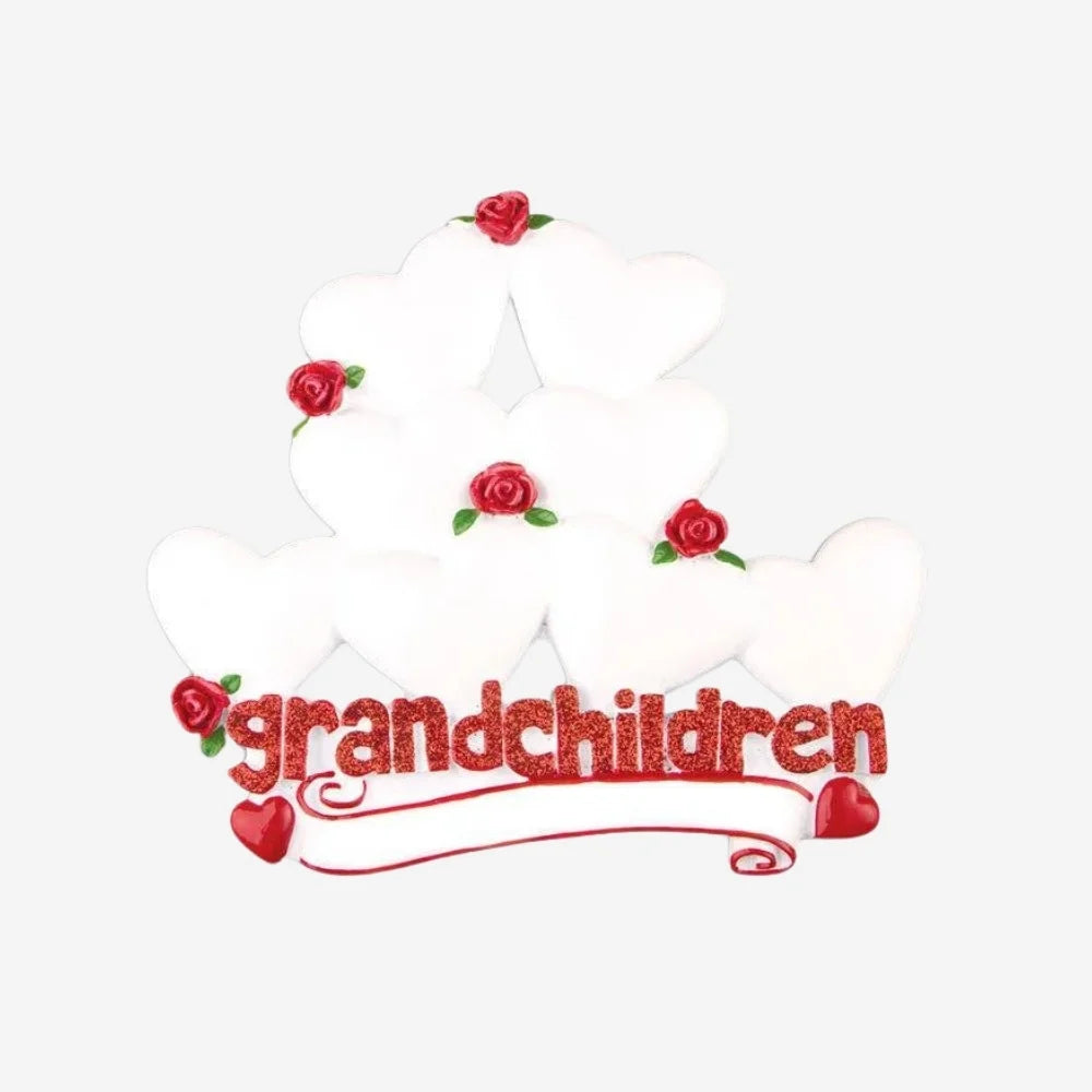 Grandchildren with Eight Hearts Personalized Christmas Ornament