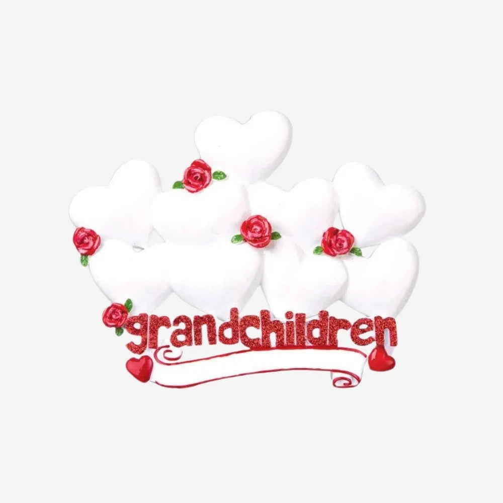 Grandchildren with Nine Hearts Personalized Christmas Ornament
