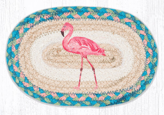 Oval Miniature Swatch With Hand Stenciled Pink Flamingo Design