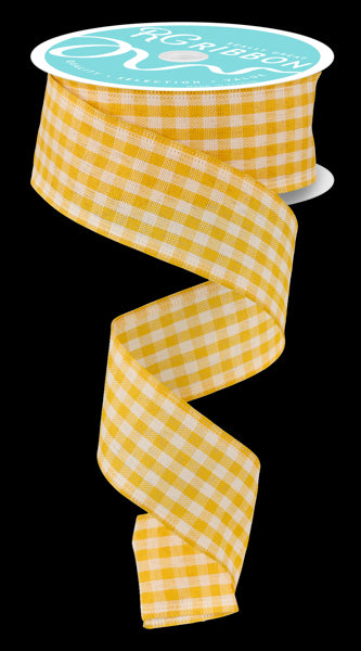 1.5" x 10yd Primitive Gingham Check/ yellow/white