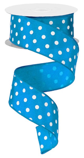 1.5" x 10yd Small Polka Dot/Blue/White