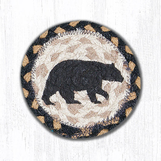 Round Hand Stenciled Coaster with American Bear Design