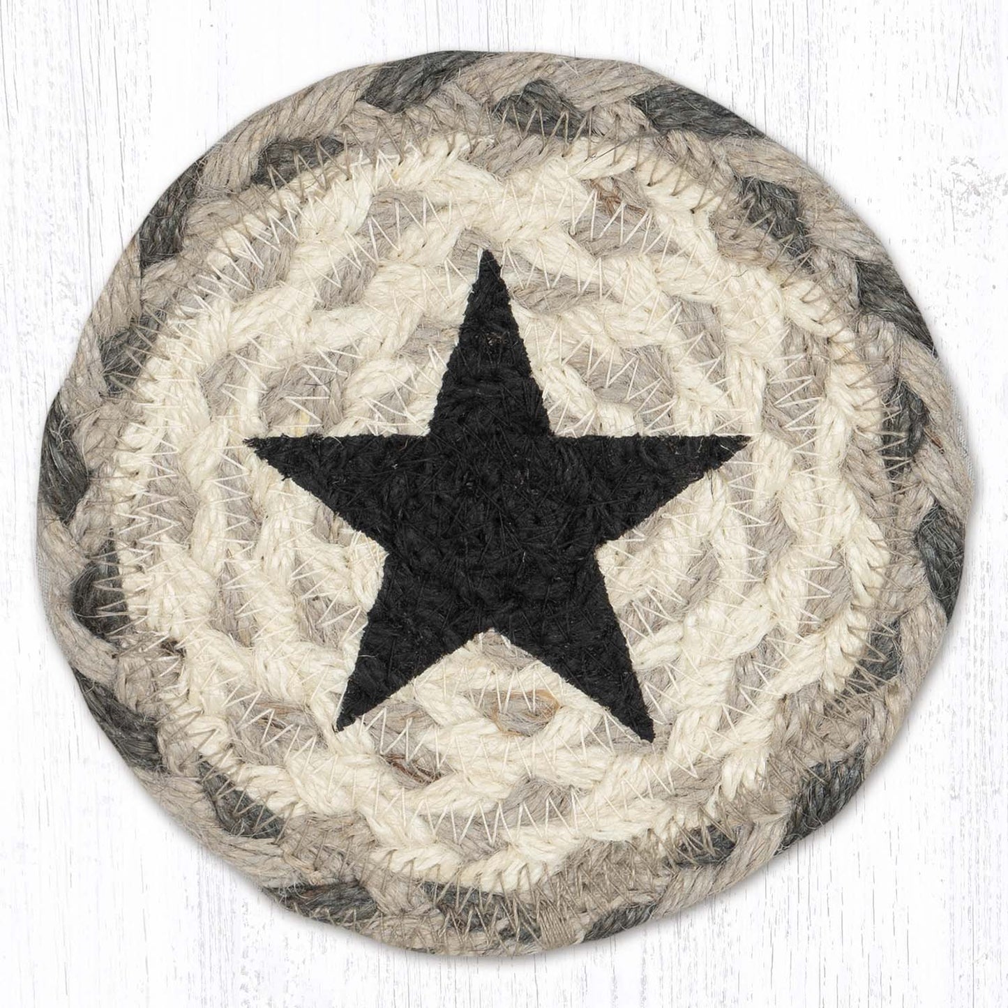 Round Hand Stenciled Coaster with Tall Timbers Design