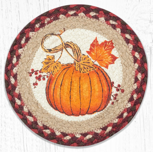 10" Round Printed Trivet with Autumn Pumpkin Design