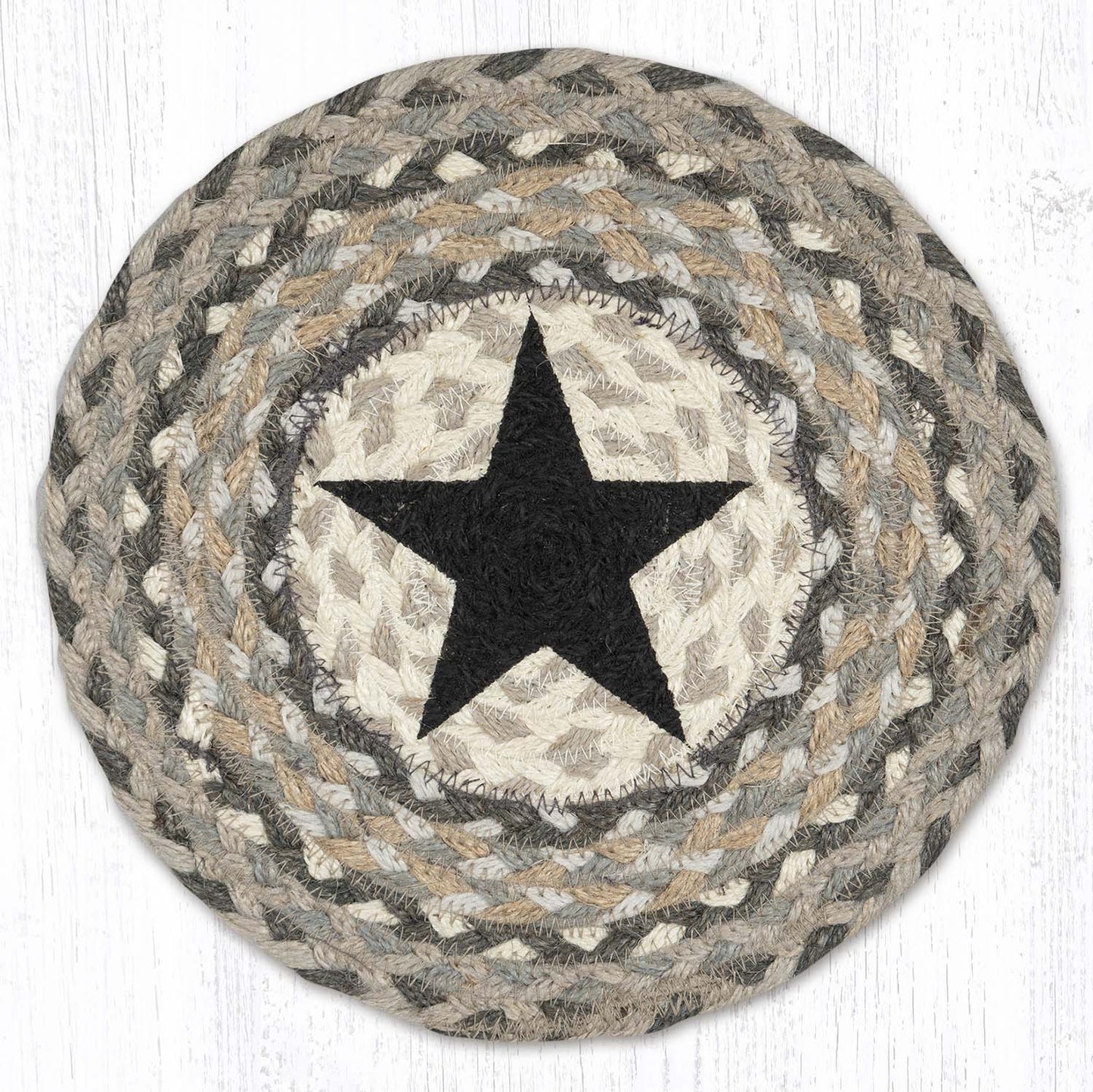 10" Round Printed Trivet with Black Star Design