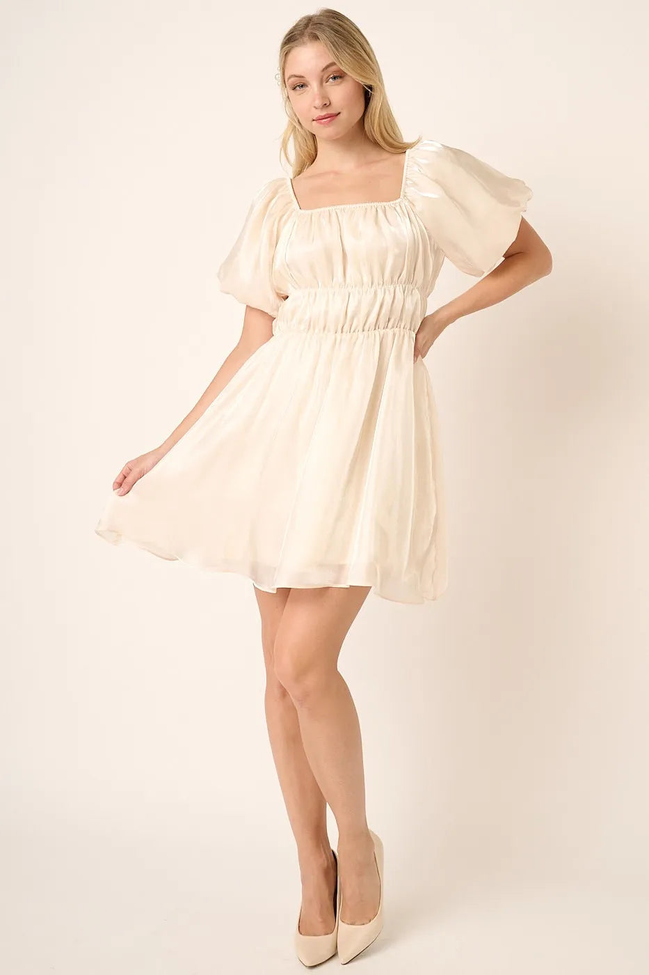 Mittoshop Metallic Organza Fabric Balloon Sleeve Mini Dress Barbs Country Creations Mittoshop Metallic Organza Fabric Balloon Sleeve Mini Dress Barbs Country Creations