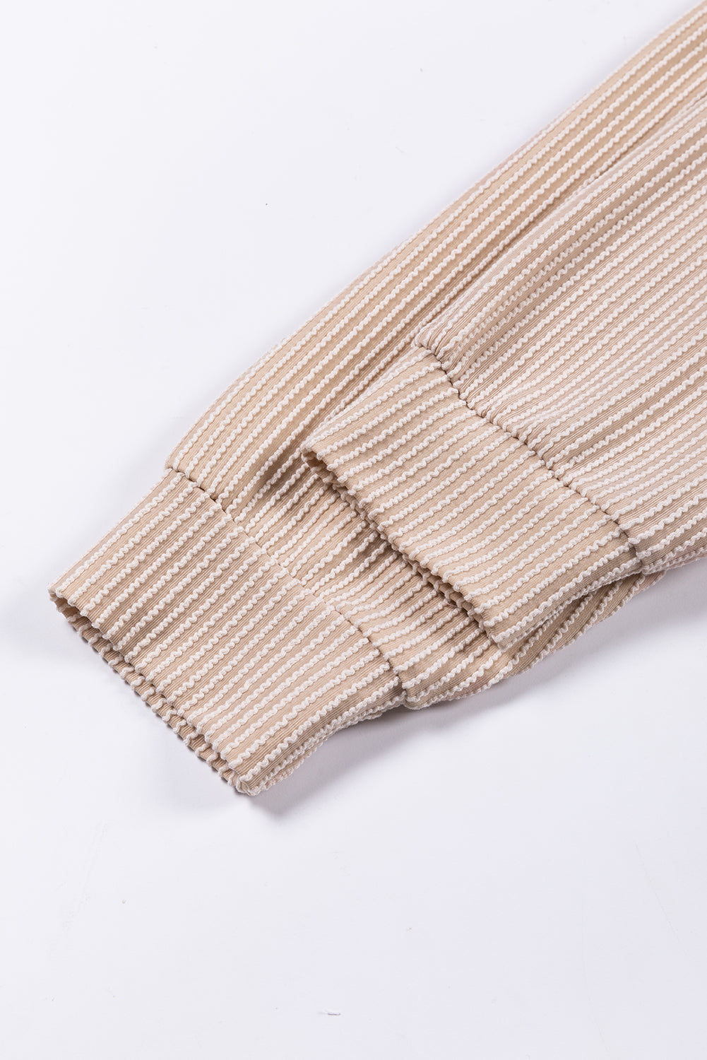 Khaki Color Block Long Sleeve Ribbed Loose Top