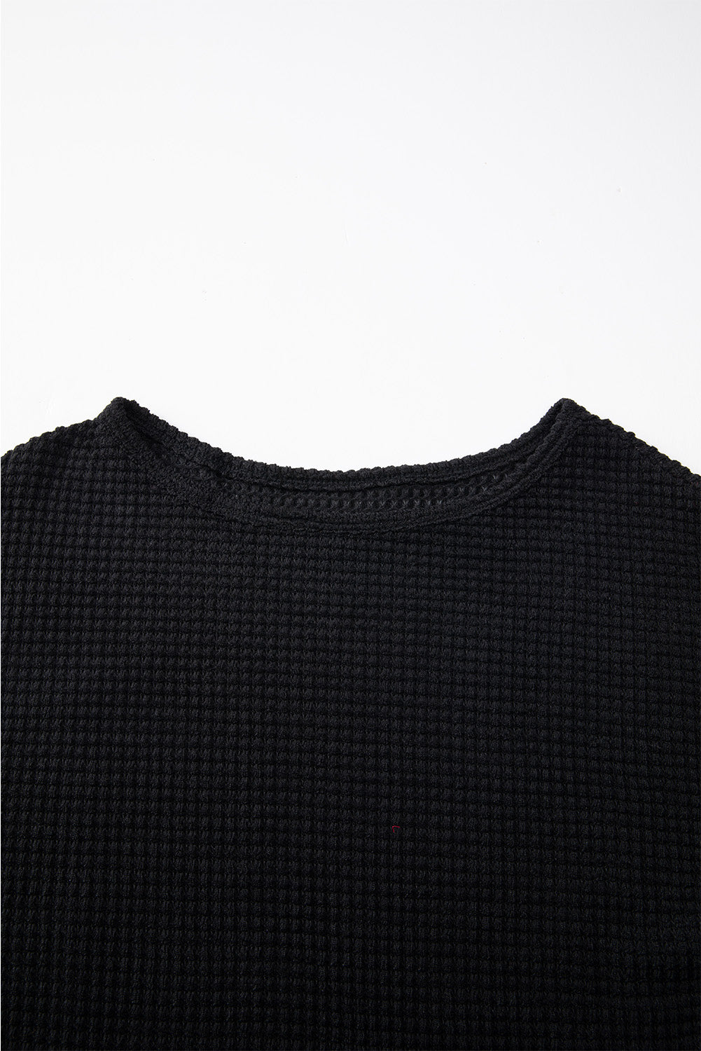 Dark Brown Waffle Knit Drop Shoulder Long Sleeve Top