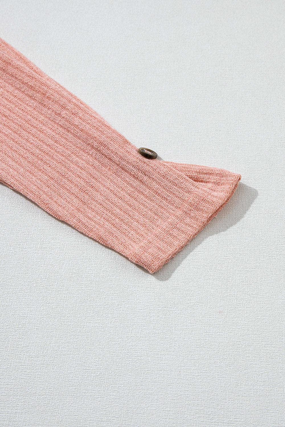 Pale Khaki Rib Textured Henley Knit Top