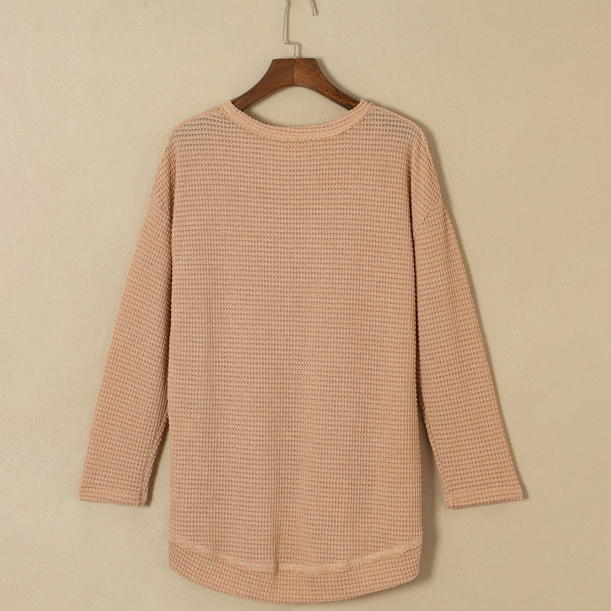 Gray Waffle Knit High Slits Oversized Top