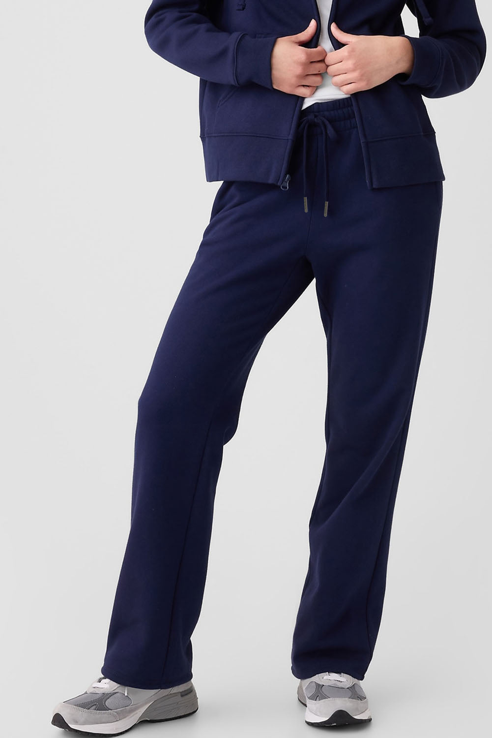 Light Grey Solid Color Fleece Lined Drawstring Waist Casual Pants