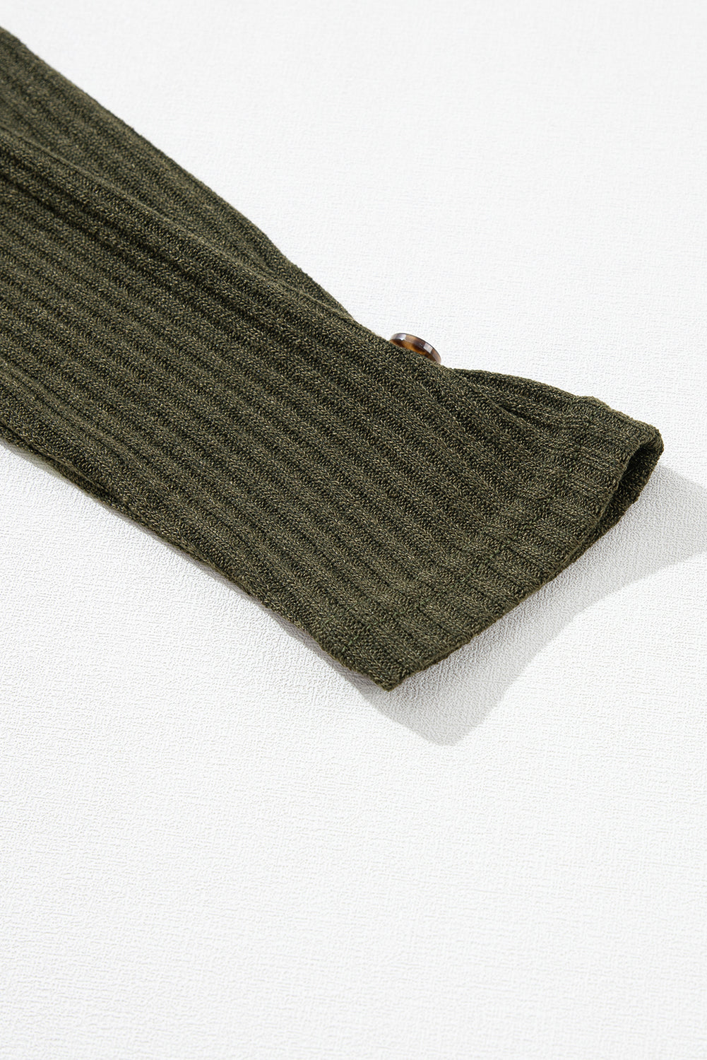Pale Khaki Rib Textured Henley Knit Top