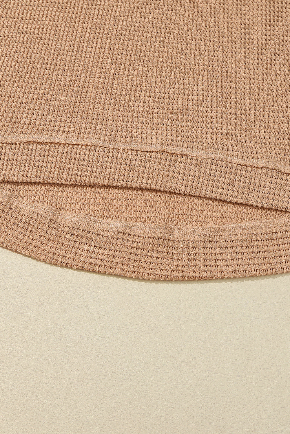 Gray Waffle Knit High Slits Oversized Top