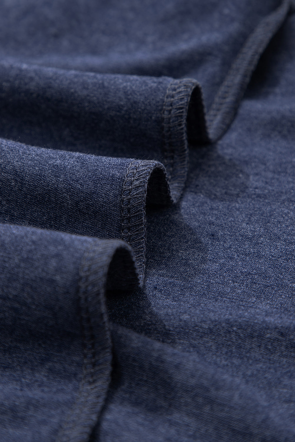 Black Solid Colour V-Neck Double Layer Sleeve Loose T-Shirt