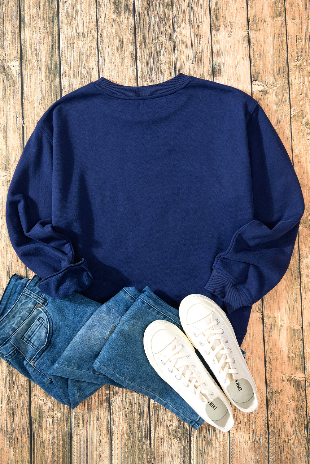 Gray Solid Fleece Lined Drop Shoulder Terry Sweatshirt
