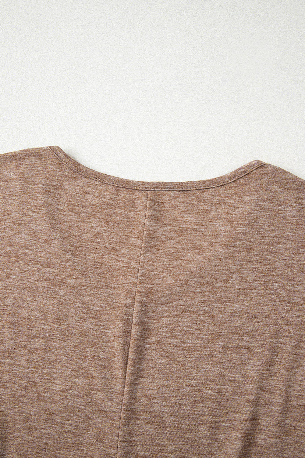 Black Solid Colour V-Neck Double Layer Sleeve Loose T-Shirt
