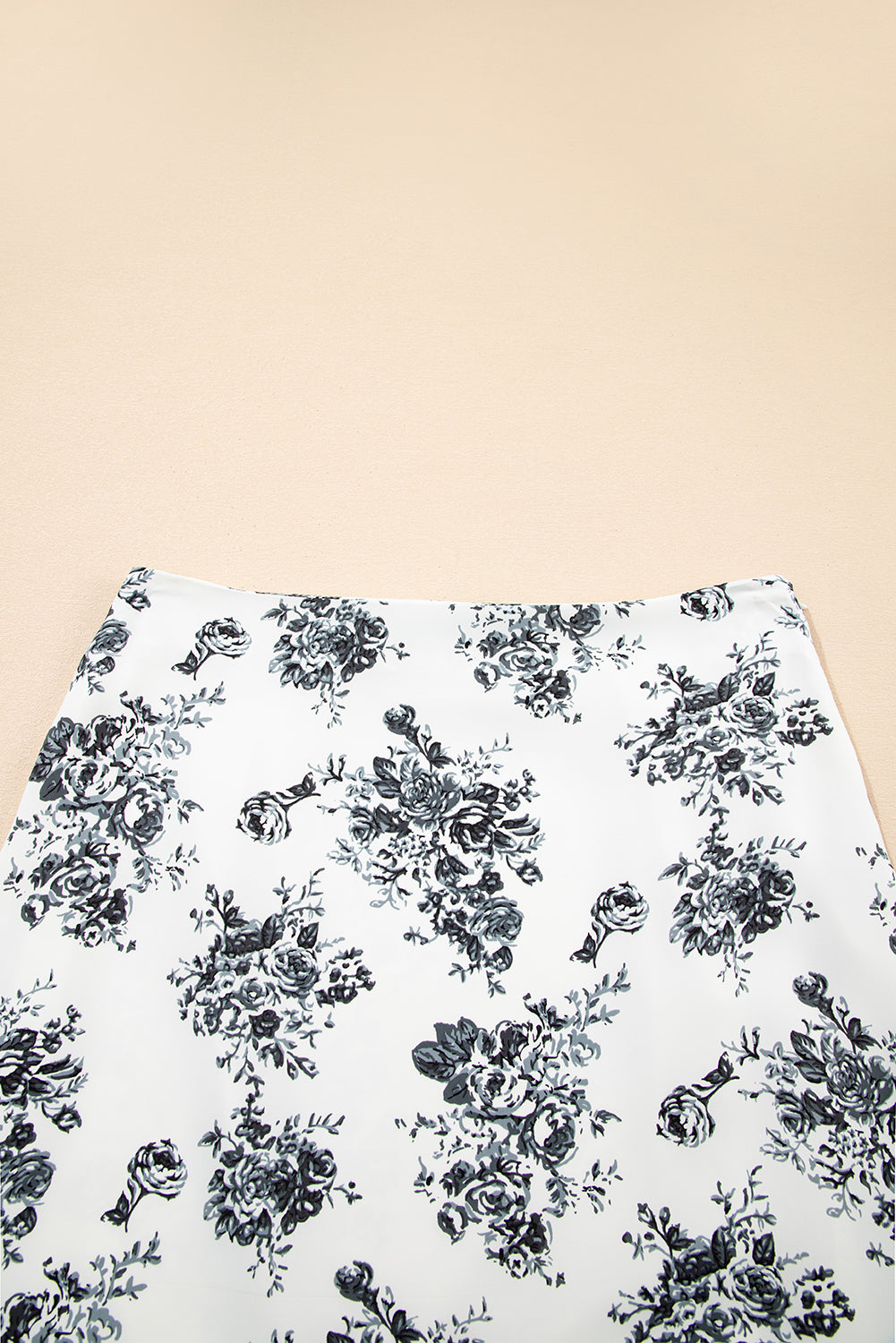 Sky Blue Boho Floral High Waist Ruffle Split Maxi Skirt
