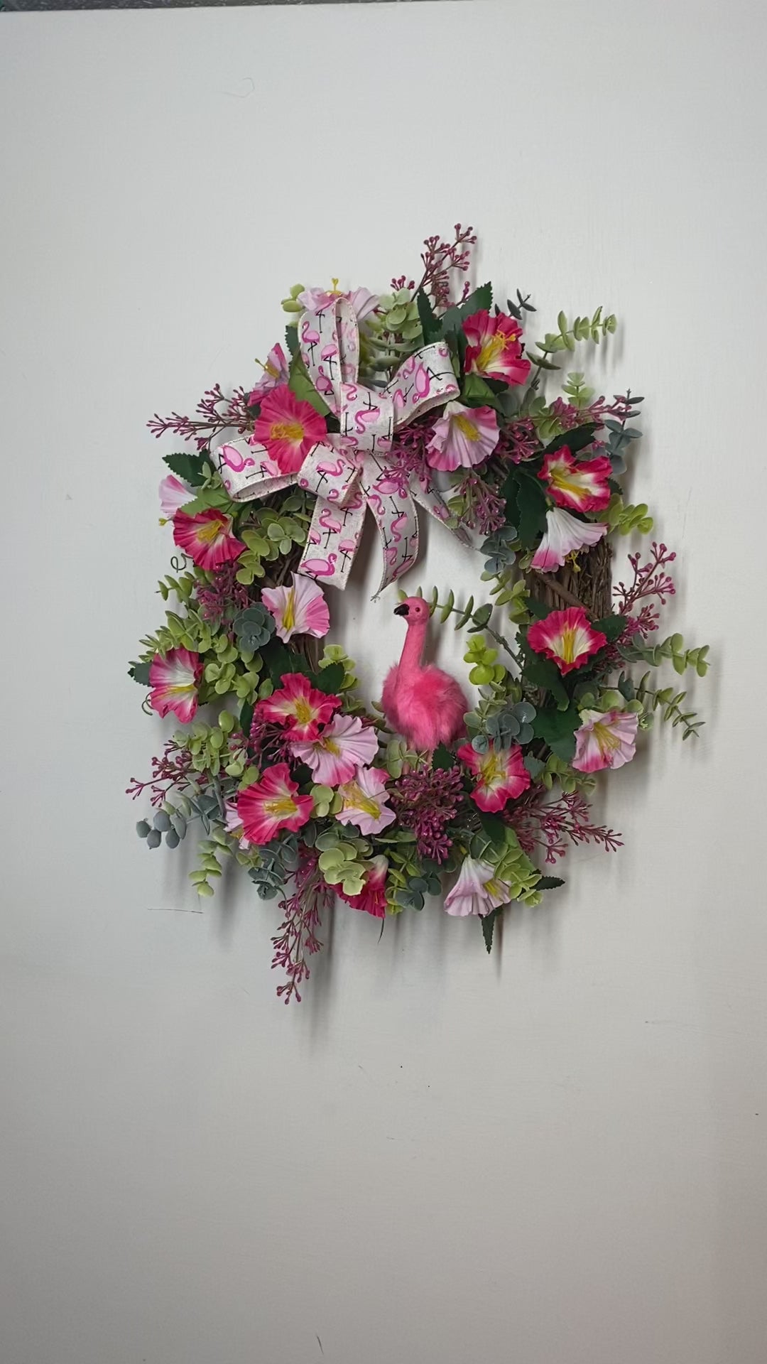 Flamingo wreath, front door wreath