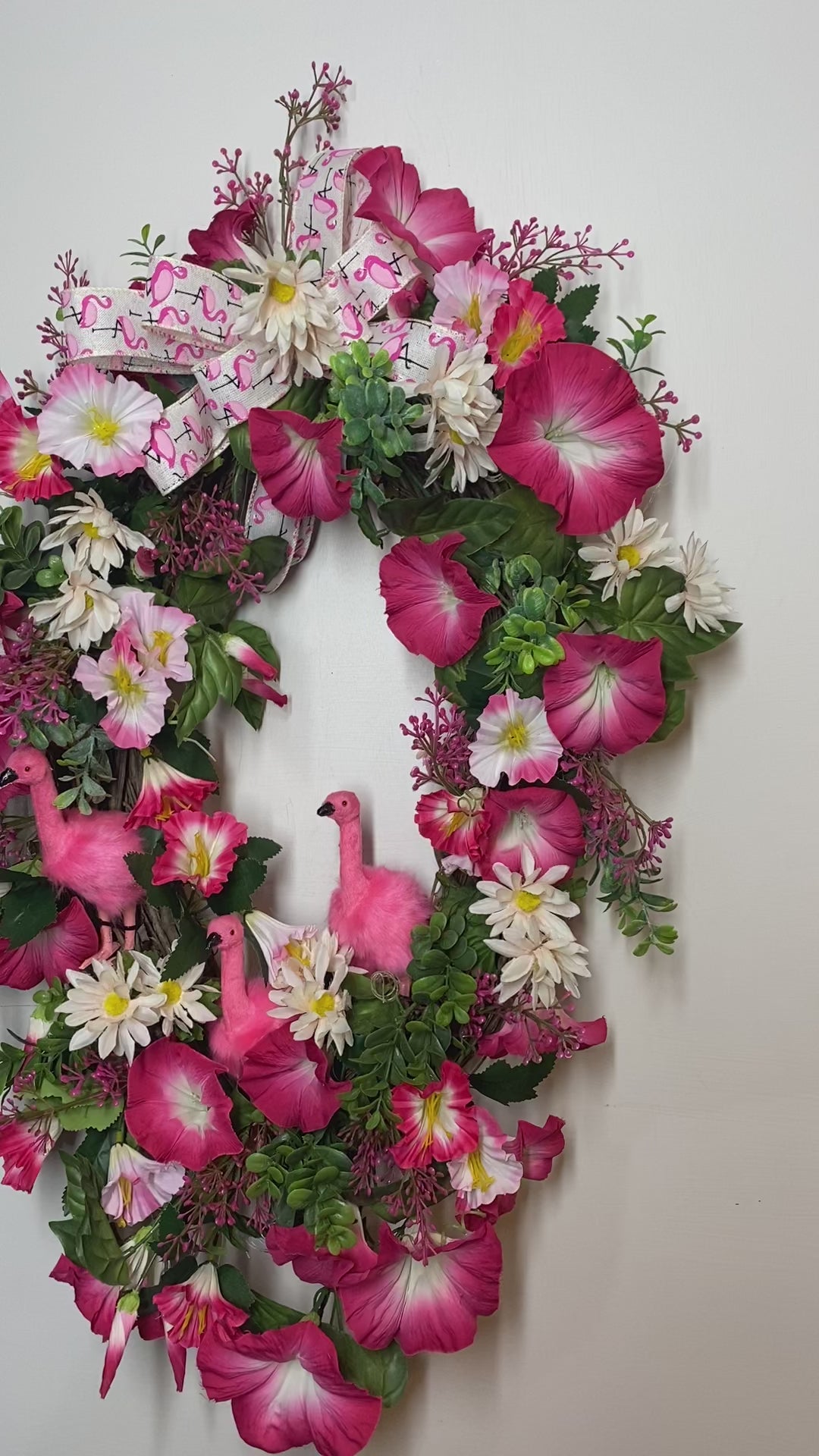Flamingo wreath, front door wreath
