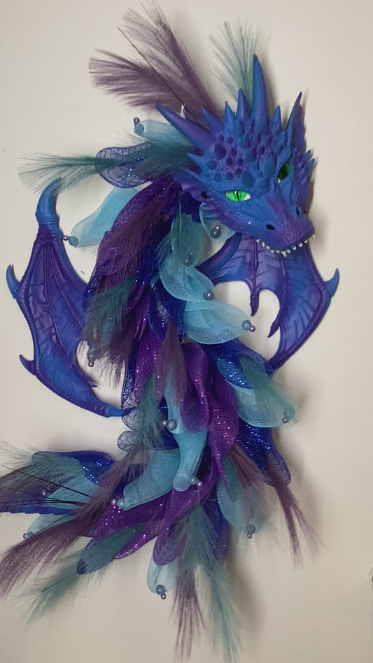 Blue and purple dragon wall decor , Dragon wreath