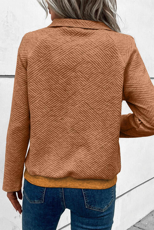 Geometric Snap Button Long Sleeve Sweatshirt