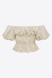 Square Neck Balloon Sleeve Cropped Blouse