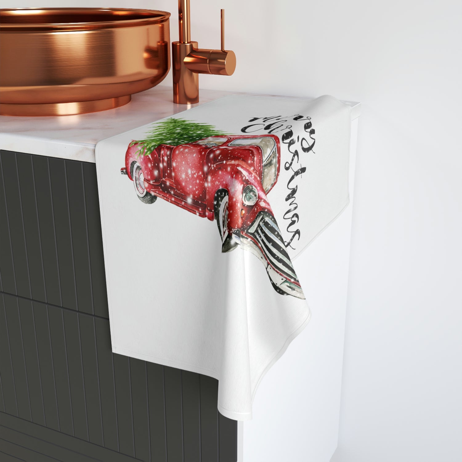Red truck Christmas Hand Towel
