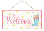 12.5”Lx6”H Welcome Glitter Boots Sign
