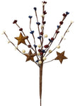 12"L Berry Pip Rust Tin Star Pick