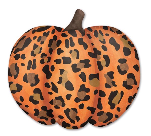 12"L Metal/Embossed Leopard Spot Pumpkin