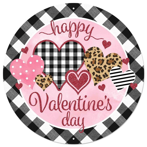 12"Dia Happy Valentine's Day Metal Sign