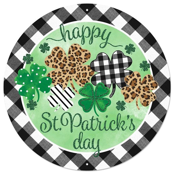 12"Dia Happy St. Patrick Day Metal Sign
