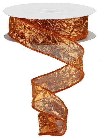 1.5"X25yd Crushed Metallic Rbn: Copper