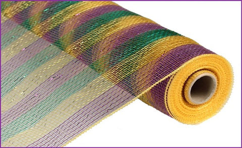21" X 10Yd Thick Stripe Mesh Mardi Gras