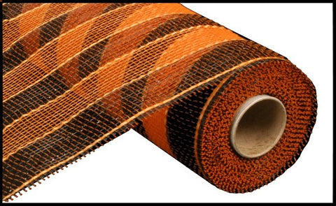 10"X10yd Stripe Mesh Black/Orange Stripe