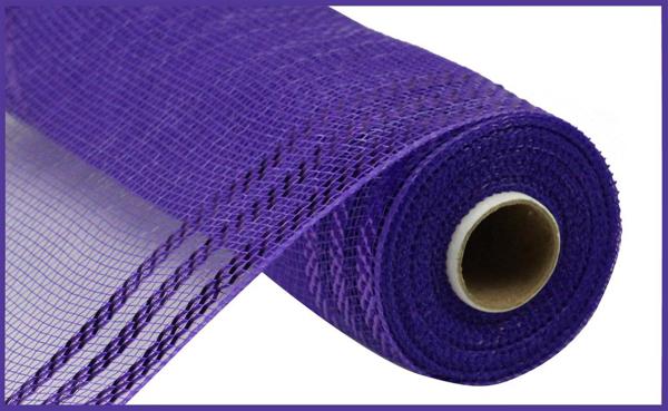 10" X 10Yd Border Stripe Metallic Mesh purple