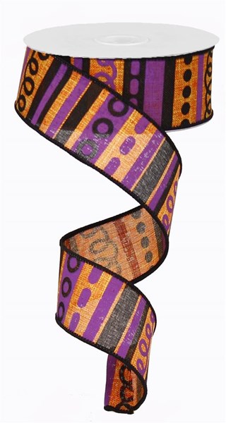 1.5"X10YD LOOPY STRIPES ON ROYAL  ,RG01317RW