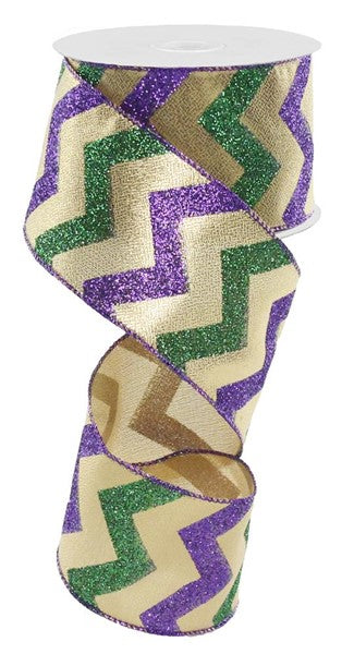 2.5"X 10 yd Mardi Gras Chevron