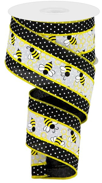 2.5"X10yd 2 In 1 Bumblebees/Swiss Dots