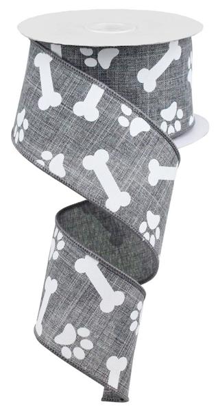 2.5" X 10Yd Paw Print/Bones On Royal
