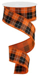 1.5" X 10Yd Printed Woven Check On Royal orange and black