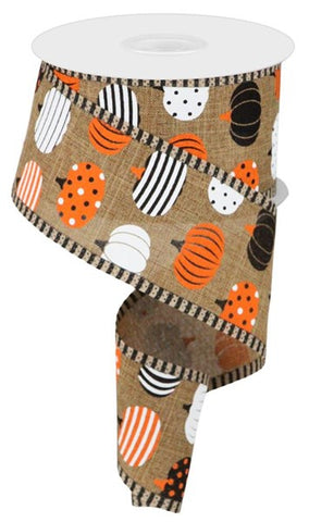 2.5" X 10Yd Pumpkins On Royal/Stripe